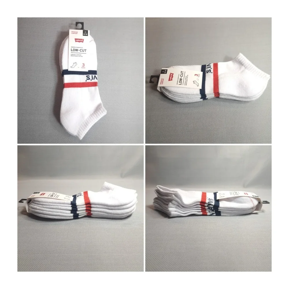 Levi's 3 Pairs Men's Half Cushion Low-Cut Socks Shoe Size 6-12‎ Durable Comfort